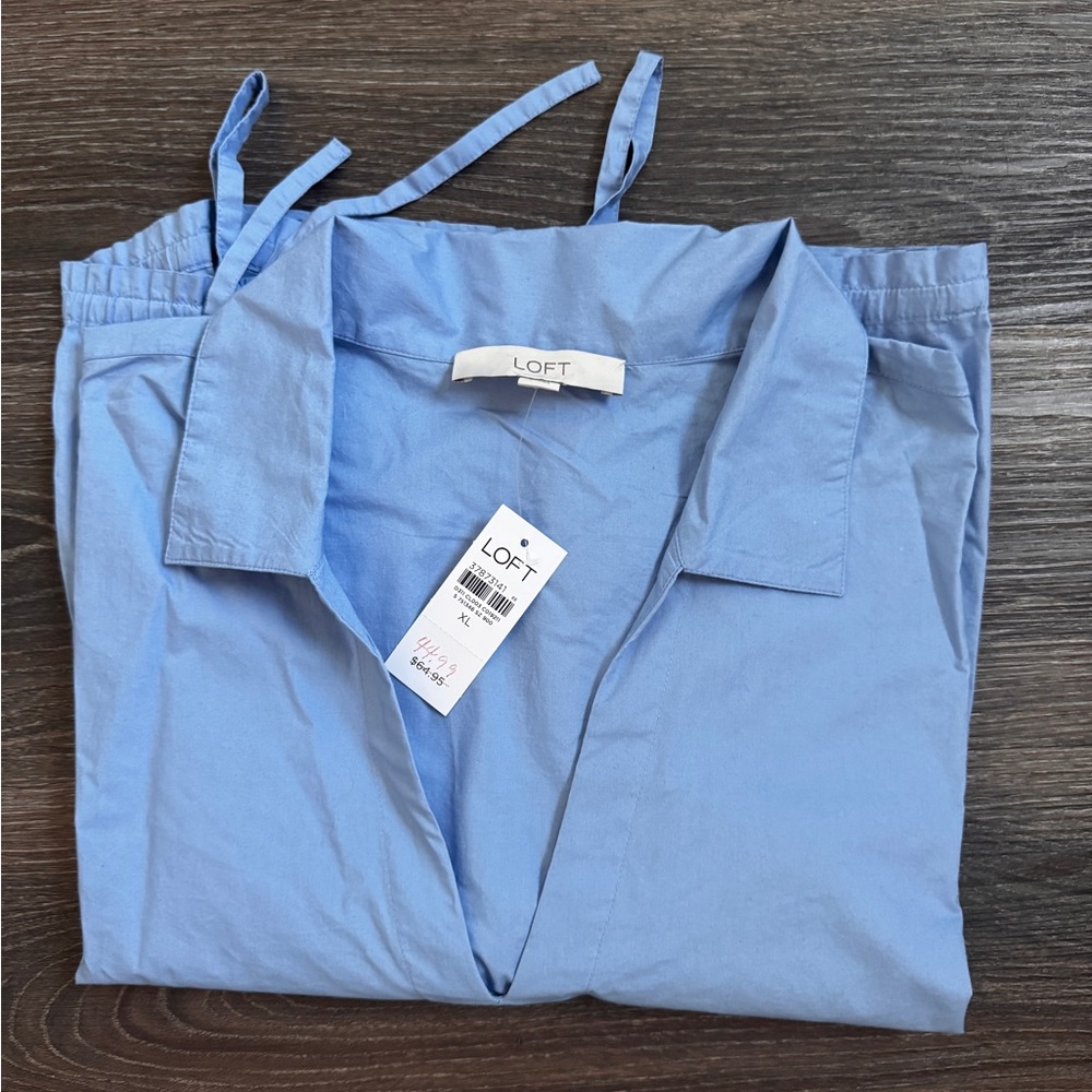 LOFT Light Blue Collared Blouse
